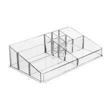 Makeup Organizer, Clear Makeup Storage Box Thick Plastic Organizer Tray 9-Compartment Comestics Counter Organization Holder for Brush, Jewelry, Beauty Supplies thumbnail-2