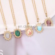 2022 New Women's Jewelry Natural Stone Pendant Personalized Stainless Steel Necklace Ins Fashion Trendy Clavicle Chain Necklace