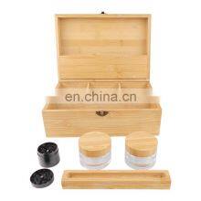 2 Airtight Containers Large Bamboo Stash Box WIth Sliding Rolling Tray thumbnail-3