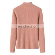 Autumn Winter Slim Fit Rib Cashmere Sweater Full Zipper Knitted Cardigan With Stand Collar Solid Pattern thumbnail-3