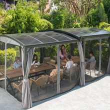 3*6m Steel Extensionable Carport Sunshade PC Board Canopy With Curtain and Net thumbnail-3