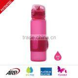 One Touch 650ml/22oz 500ml/16oz 350ml/12oz 3 Different Lid Platinum Silicone Water Bottle thumbnail-5