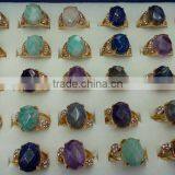 RG1084 Wholesale Faceted Natural Gem Stone Oval Rings thumbnail-3
