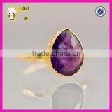 New Products Ladis Single Stone Finger Ring Fashion Custom Gold Plating Large Amethyst Rings thumbnail-2