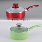 Aluminum ceramic coating sauce pan ceramic milk pot with glass lid