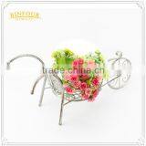 Metal White Wheelbarrow Shaped Planter Holder Flower Pot thumbnail-3