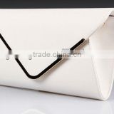 Ladies White Plain Leather Envelope Clutch Bag