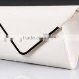 Ladies White Plain Leather Envelope Clutch Bag
