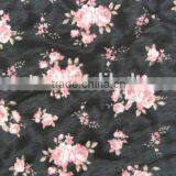 Pink Flower on Black Mesh Half Shiny Mesh Spandex Nylon 70210 Elastic Kids Shoes Fabric thumbnail-3