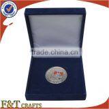 Exquisite zinc alloy silver plated souvenir velvet coin box with custom logo                        
                                                Quality Choice