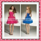 2012 New Arrival Stylish Sexy Pink Beaded Flower Embellished Organza Cocktail Dress Homecoming Dress MLC-131