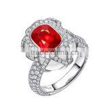 Guangzhou Factory Jewellery Gold Fashionable18k Gold Inlay Diamond Red Natual Gemstone Ruby Ring for Women Precious Gold Jewelry thumbnail-2
