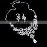 Silver Alloy Rhinestone Earrings Crystal Pendant Necklace Bridal Jewelry Set thumbnail-2