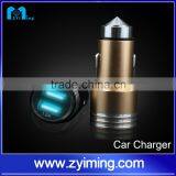 Zyiming Newest Design Stainless Steel Car Charger Usb 5V 3.1A Dual Usb Car Charger for Mobile Phone and Pad Quality Choice