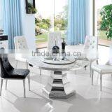 Marble Top Fancy Round Dining Table Trapezium Design Stainless Steel Dining Table Set