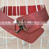 Korea Style Winter New Fashion Ladies and Women Alloy Hook Buckle Snakeskin Leather Super Wide Waist Belt for Long Down Coat thumbnail-4