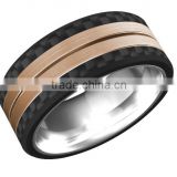 Polished Shiny Rose Gold Plating Tungsten Wedding Bands Ring Inlay Carbon Fiber Rings Bands