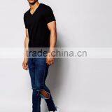Daijun OEM Men v Neck Wholesale 100%cotton High Quality Blank Plain T-shirts thumbnail-3