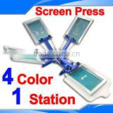 4 color 1 station manual silk screen printer