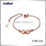 Fashion Rose Gold Plated Couple Stainless Steel Bracelet