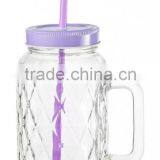 2016new 690ml Glass Mason Jar With Handle and Colorful Lid and Straw thumbnail-5