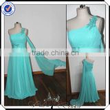 PP0112 Real Sample Beaded Ice Blue one shoulder long chiffon patterns for bridesmaids dresses