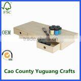 Storage Box Unfinished Solid Wooden Box With Drawers for Arts Crafts