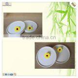 Round White Painted Mdf Wood Office Inkstone Inkslab thumbnail-1