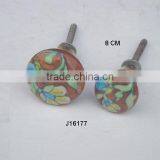 Brown Ceramic Knob Hand Painted With Flower Designs Available in Other Colour and Patterns thumbnail-1
