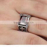 Hot Sale Silver Plated Black Stainless Steel Ring Men Jewelry Wholesale Punk Wedding Inlay Crystal Ring thumbnail-4