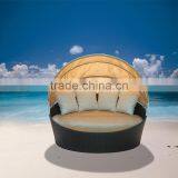 All Weather Wicker Round Sunbed With Canopy thumbnail-1