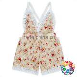 Summer New Boutique Outfits Baby V-neck Playsuit Romper Backless Floral Fabric Jersey Jumpsuit Kid thumbnail-5
