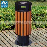 Wooden and Steel Outdoor Trash Can thumbnail-4