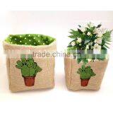 New Design Cactus Printing Jute With Felt Plant Pot Cover Bags thumbnail-3