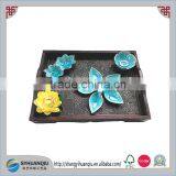 Wood Serving Tray Square Wooden Tray Handmade Oriental Vintage Balsa Wood Tray CN thumbnail-1
