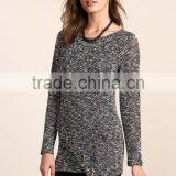 Nice Deign High Quality Girls Fancy Loose Neck Marled Sweater thumbnail-2