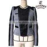 Women Knit Polar Fleece Jacket With pu Jacket Factory thumbnail-1
