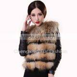 CX-G-B-122B Women Genuine Fur Clothing Fashion Real Raccoon Fur Vest thumbnail-2