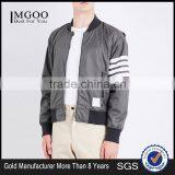 2017 New Design Stripe Print Grey Bomber Jacket 100% Polyester Shell Size Medium Custom Label Sports Jacket With Mesh Lining thumbnail-1