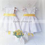 White Dress Girls Frocks Ruffle Sleeve High Waist Ribbon Summer Children Clothes thumbnail-1