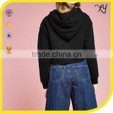 Women's Patchwork Your Own Design French Terry Black Crop Top Hoodie thumbnail-2