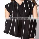 Chiffon Women Casual Set Pants Different Size & Top Printed Striped Black thumbnail-4