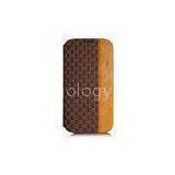 Customized Wood Samsung Galaxy S4 Folio Case , Leather Book Style Case For Mobile Phones