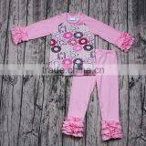 Yawoo Hot Sale Cute Donut Patterns Raglan Clothing Baby Fall Boutique Outfits