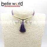 Fashion Suede Fabric Tassel Choker Necklace With Metal thumbnail-3