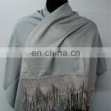 Silk Pashmina Scarf With Sued Trims thumbnail-2