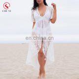 Sexy Transparent White Lace Beach Dress Bikini Cover Up thumbnail-1