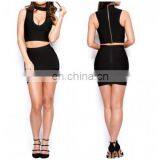 Mika72324 2017 Latest Design Fashion Factory Wholesale Women Sexy Make the Cut Bandage Choker Crop Top in Black