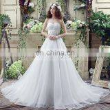 Glamorous Sweetheart Sleeveless Beaded Belt Lace-Up Court Train Organza Wedding Dresses SQS040 thumbnail-1