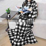 TEX-CEL Premium Fleece Plaid Adult Wearable Hooded Throw Blanket With Sleeves thumbnail-2
